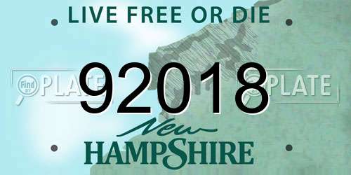 92018 New Hampshire License Plate