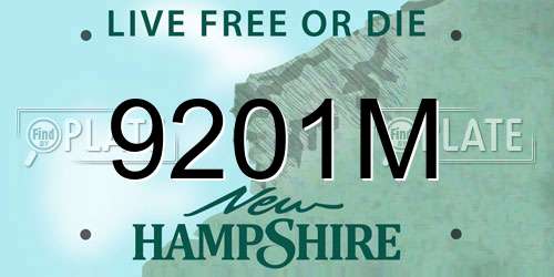 9201M New Hampshire License Plate