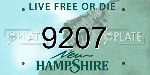 9207 New Hampshire License Plate