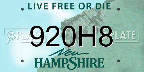 920H8 New Hampshire License Plate