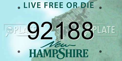 92188 New Hampshire License Plate