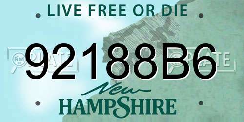 92188B6 New Hampshire License Plate
