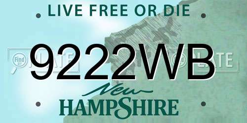 9222WB New Hampshire License Plate