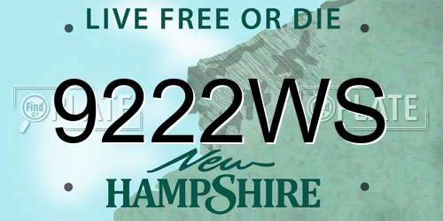 9222WS New Hampshire License Plate