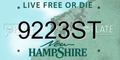 9223ST New Hampshire License Plate
