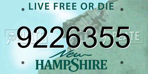 9226355 New Hampshire License Plate