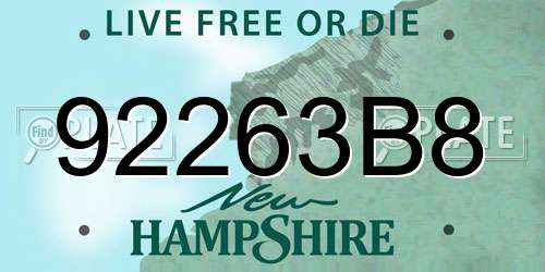92263B8 New Hampshire License Plate