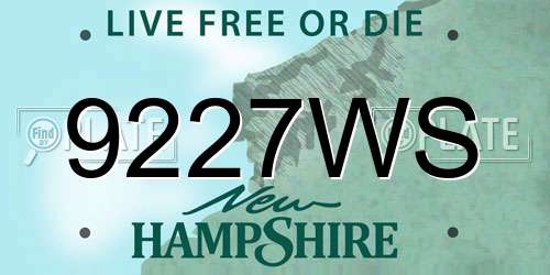 9227WS New Hampshire License Plate