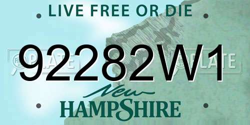 92282W1 New Hampshire License Plate