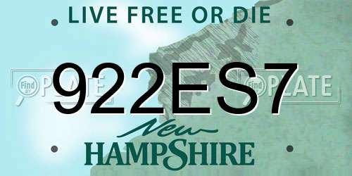922ES7 New Hampshire License Plate