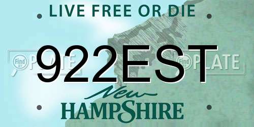 922EST New Hampshire License Plate