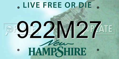 922M27 New Hampshire License Plate