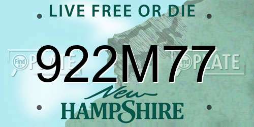 922M77 New Hampshire License Plate