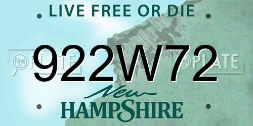 922W72 New Hampshire License Plate