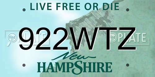 922WTZ New Hampshire License Plate