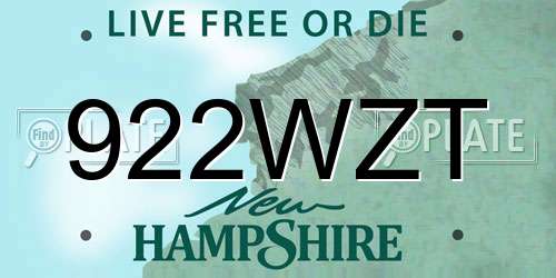 922WZT New Hampshire License Plate