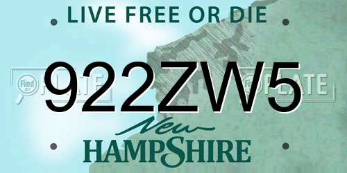 922ZW5 New Hampshire License Plate