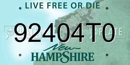 92404T0 New Hampshire License Plate