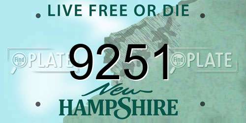 9251 New Hampshire License Plate