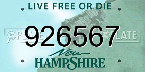 926567 New Hampshire License Plate