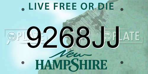 9268JJ New Hampshire License Plate