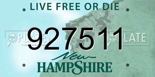 927511 New Hampshire License Plate