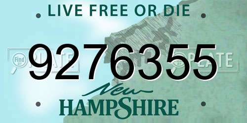 9276355 New Hampshire License Plate