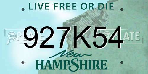 927K54 New Hampshire License Plate