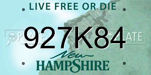 927K84 New Hampshire License Plate
