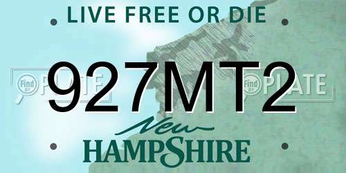 927MT2 New Hampshire License Plate