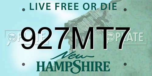 927MT7 New Hampshire License Plate