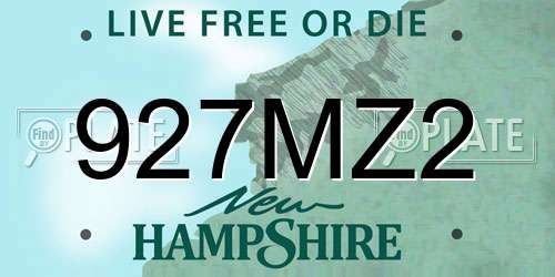 927MZ2 New Hampshire License Plate