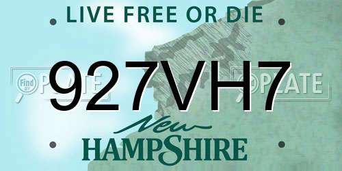 927VH7 New Hampshire License Plate