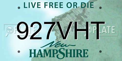 927VHT New Hampshire License Plate