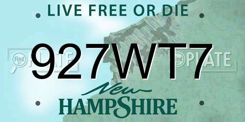 927WT7 New Hampshire License Plate
