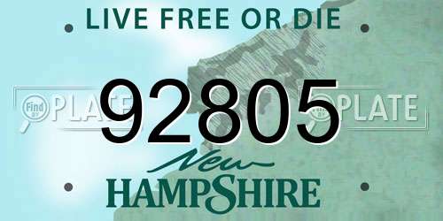 92805 New Hampshire License Plate