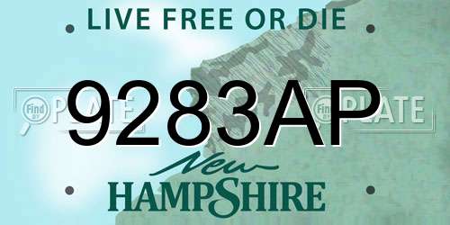 9283AP New Hampshire License Plate