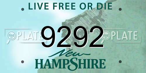 9292 New Hampshire License Plate