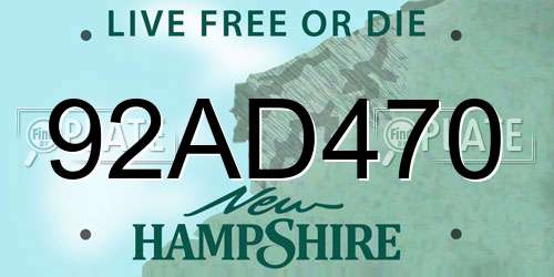 92AD470 New Hampshire License Plate
