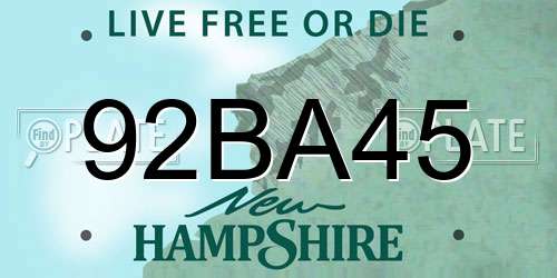 92BA45 New Hampshire License Plate