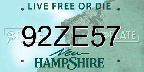 92ZE57 New Hampshire License Plate