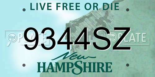 9344SZ New Hampshire License Plate