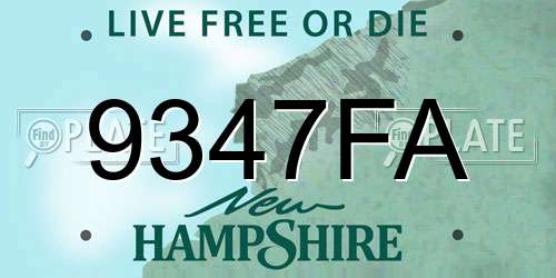 9347FA New Hampshire License Plate