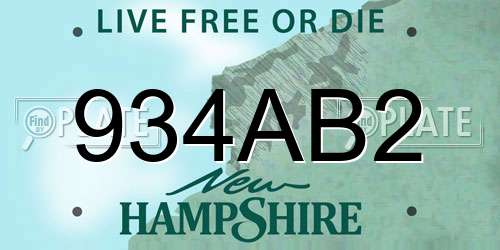 934AB2 New Hampshire License Plate