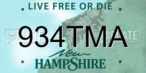 934TMA New Hampshire License Plate