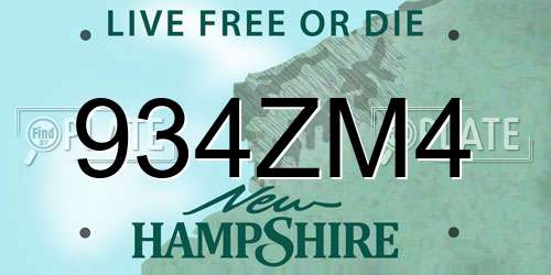 934ZM4 New Hampshire License Plate