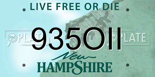 935OII New Hampshire License Plate