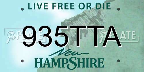 935TTA New Hampshire License Plate