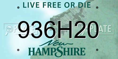 936H20 New Hampshire License Plate