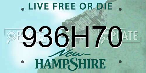 936H70 New Hampshire License Plate
